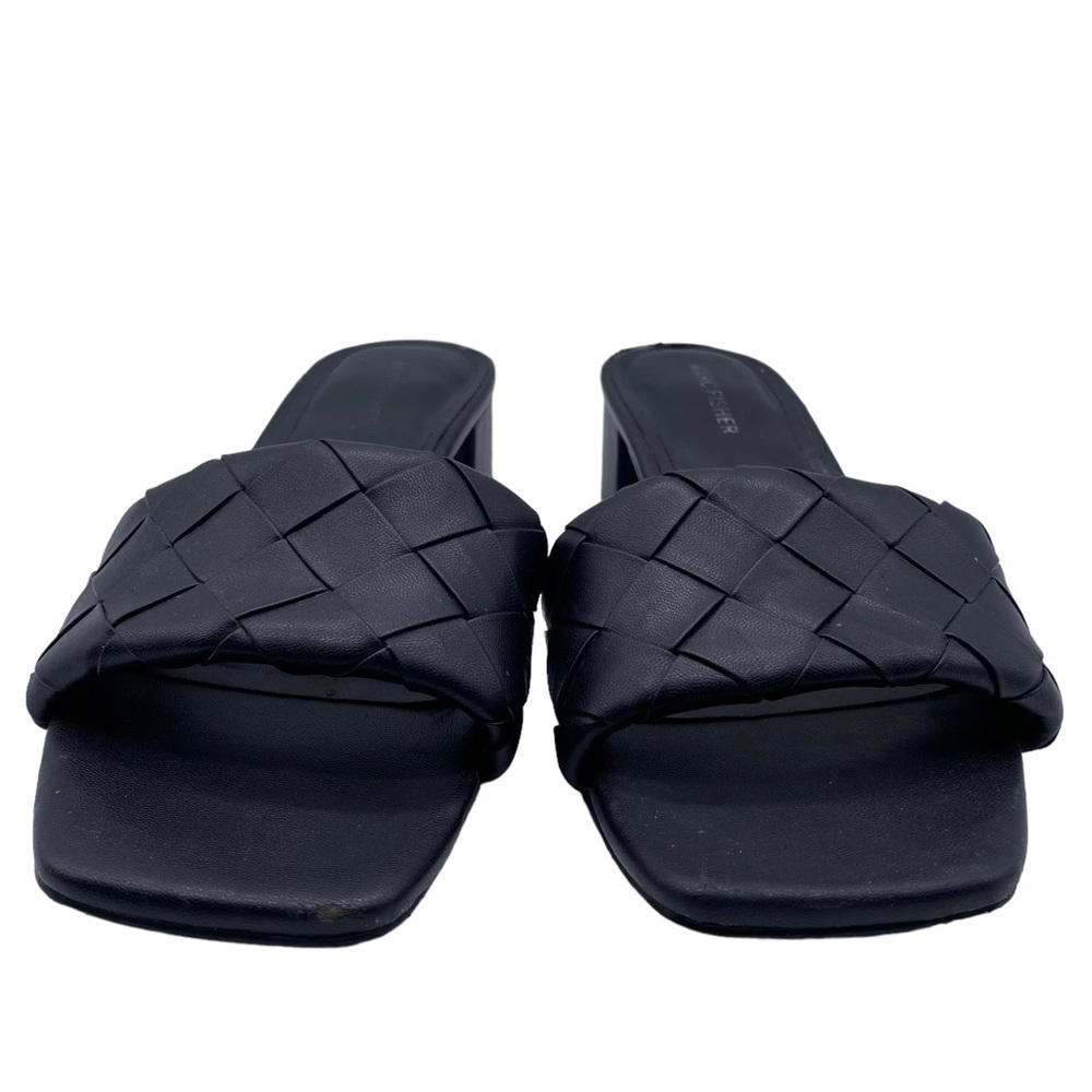 Marc Fisher Black Woven Square-Toe Block Heel Sandals - Picture 6 of 15
